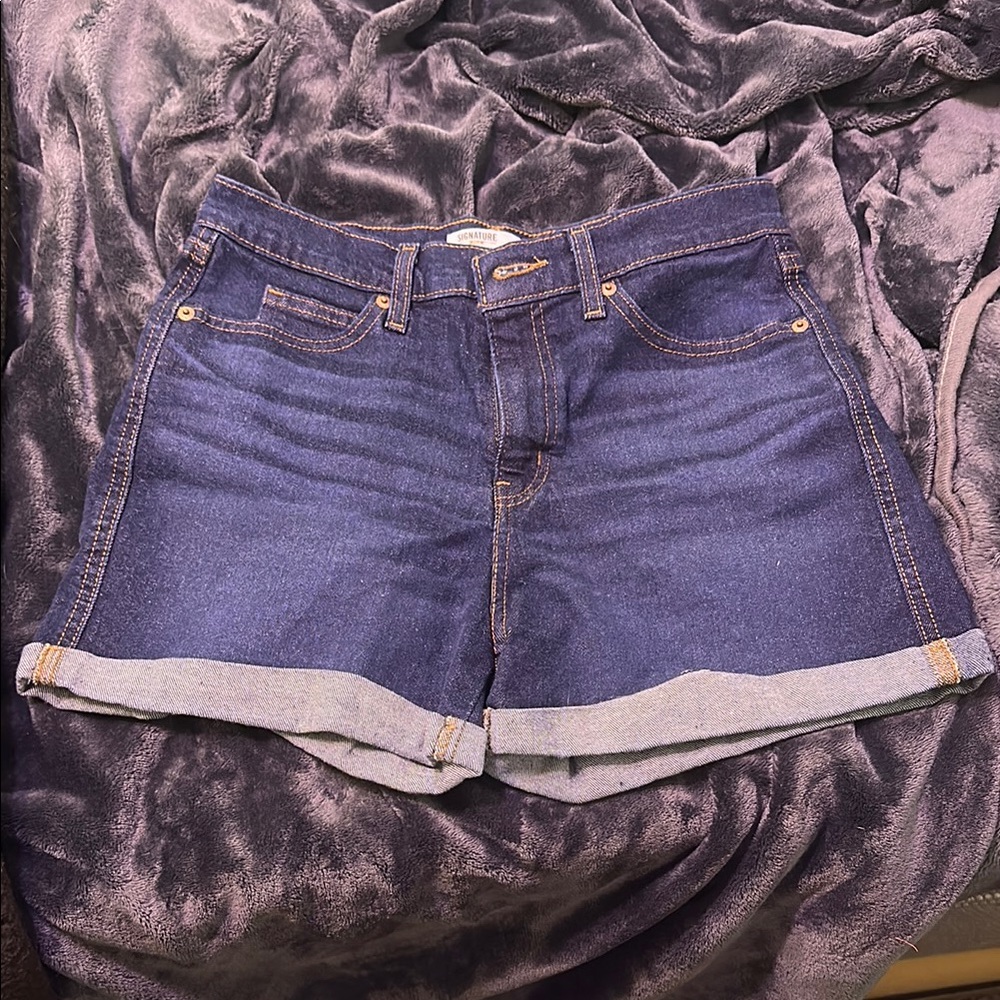 Levi's Dark Blue High Waist Jean Shorts